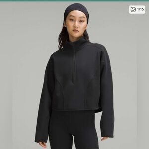 Lululemon•Mixed Fabric Half-Zip Pullover•RARE texture Play•Black•NWOT•Large